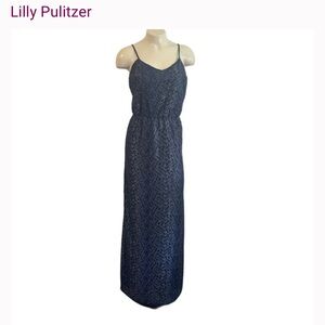 Lilly Pulitzer Navy and Silver Maxi Dress | Women’s Size Medium